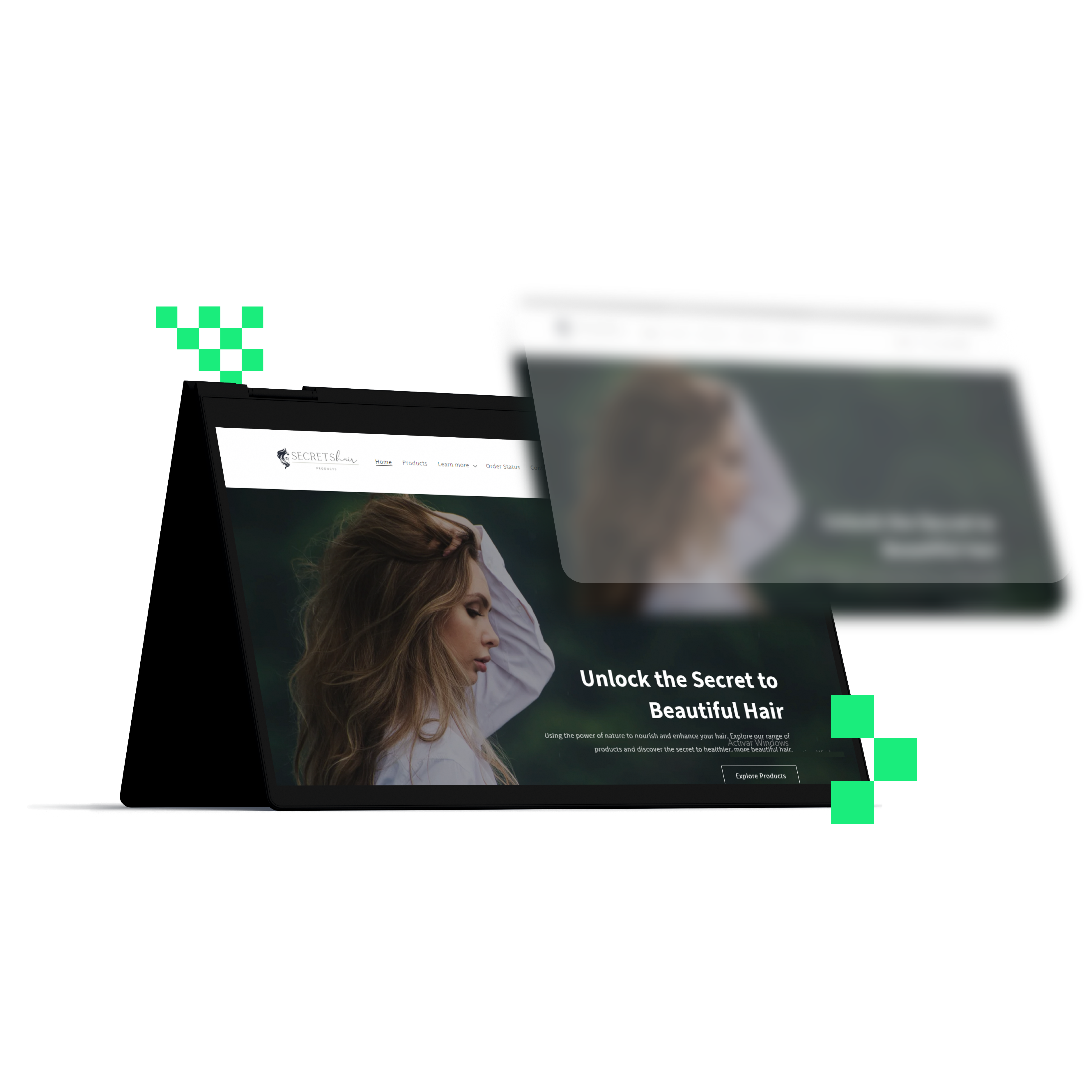 Mockup en Desktop para Ecommerce Secrets Hair Products